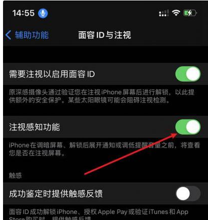 港口镇苹果14维修网点分享iPhone14注视感知功能有什么用 